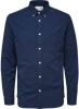 SELECTED HOMME regular fit overhemd SLHREGRICK OX met biologisch katoen donkerblauw online kopen
