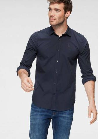 Tommy Jeans Slim fit overhemd met stretch in marineblauw online kopen
