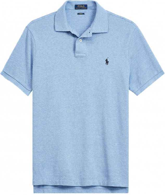 Polo Ralph Lauren Slim-fit piqu&#xE9; poloshirt met logo in gem&#xEA;leerd lichtblauw Jamaica gem&#xEA;leerd online kopen